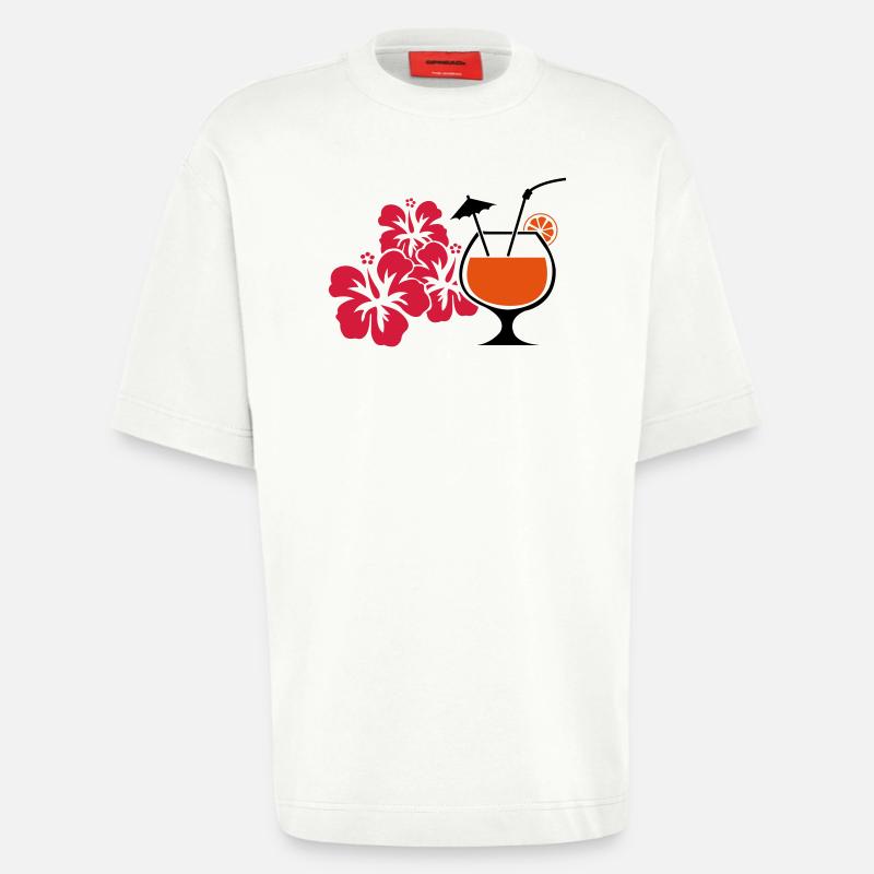 Hawaii Hibiscus Cocktail Drink - Heavyweight T-Shirt - made by SPREAD  - OFF WHITE