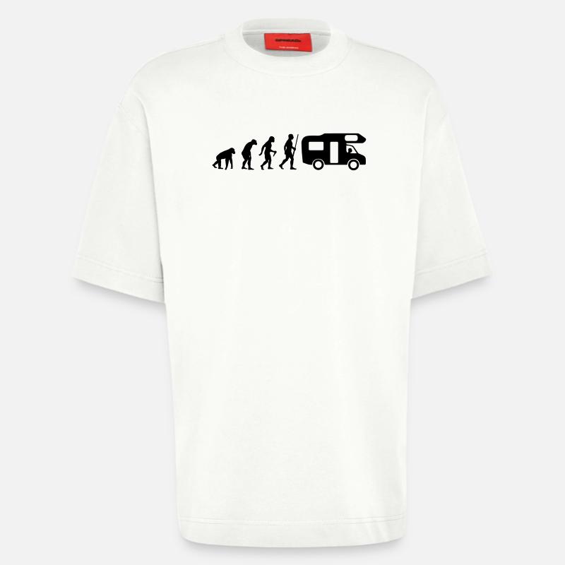 Camping evolution - Heavyweight T-Shirt - made by SPREAD  - OFF WHITE
