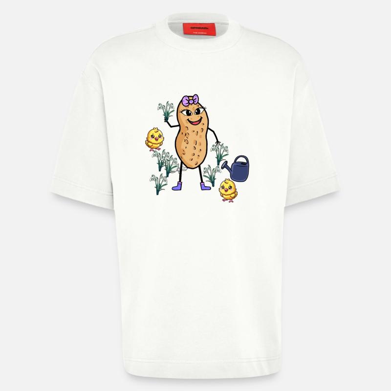 Peanut Spring Easter Chick Snowdrop - Heavyweight T-Shirt - made by SPREAD  - OFF WHITE