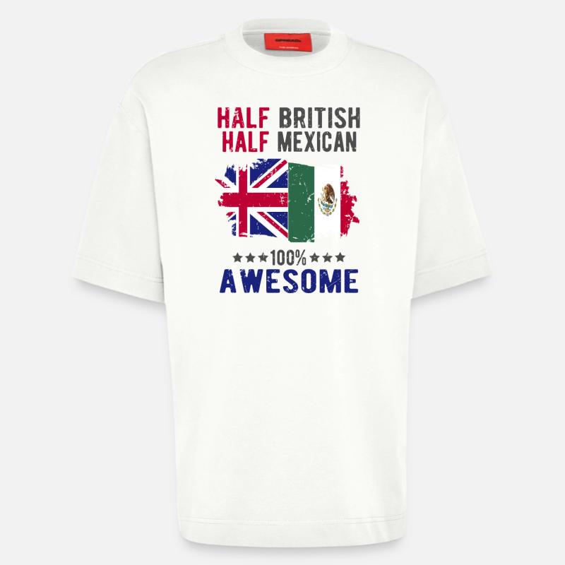 Half British Half Mexican - Heavyweight T-Shirt - made by SPREAD - OFF WHITE