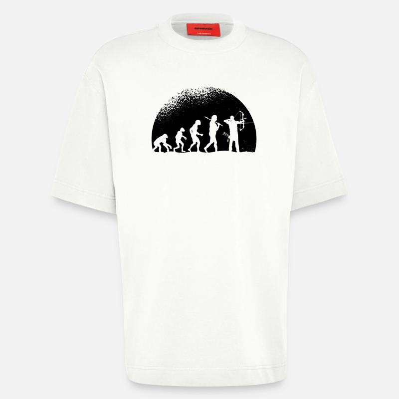 Evolution Bogenschießen - Heavyweight T-Shirt - made by SPREAD  - OFF WHITE