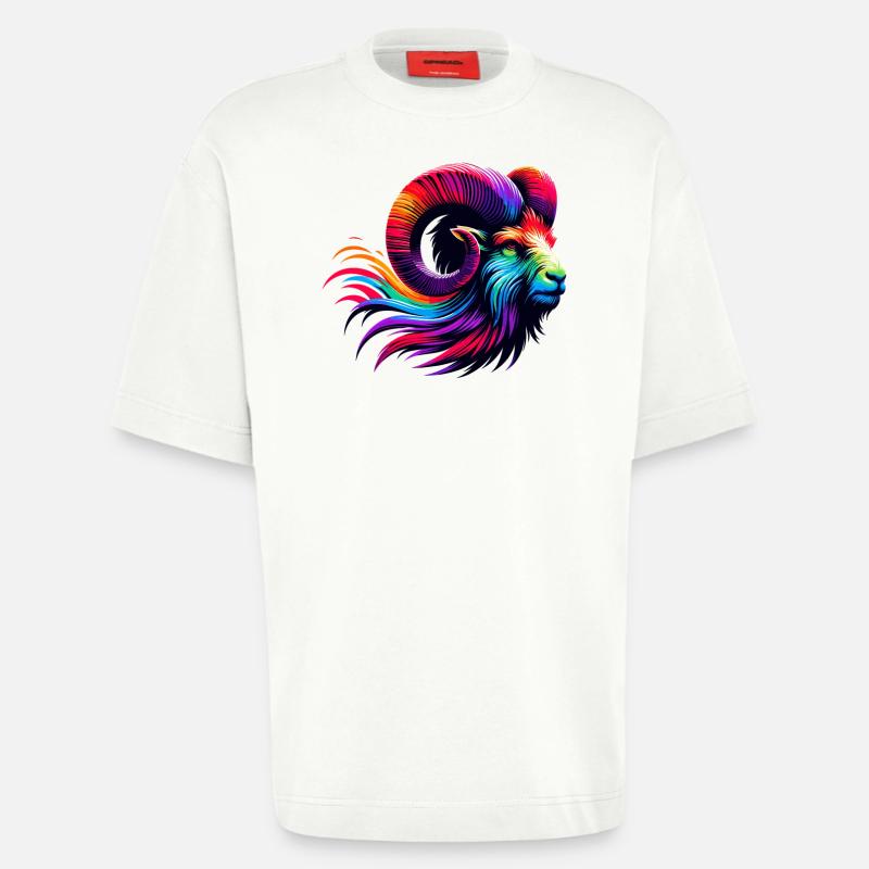 Widder Sternzeichen Lebendiges Regenbogen-Design - Heavyweight T-Shirt - made by SPREAD  - OFF WHITE