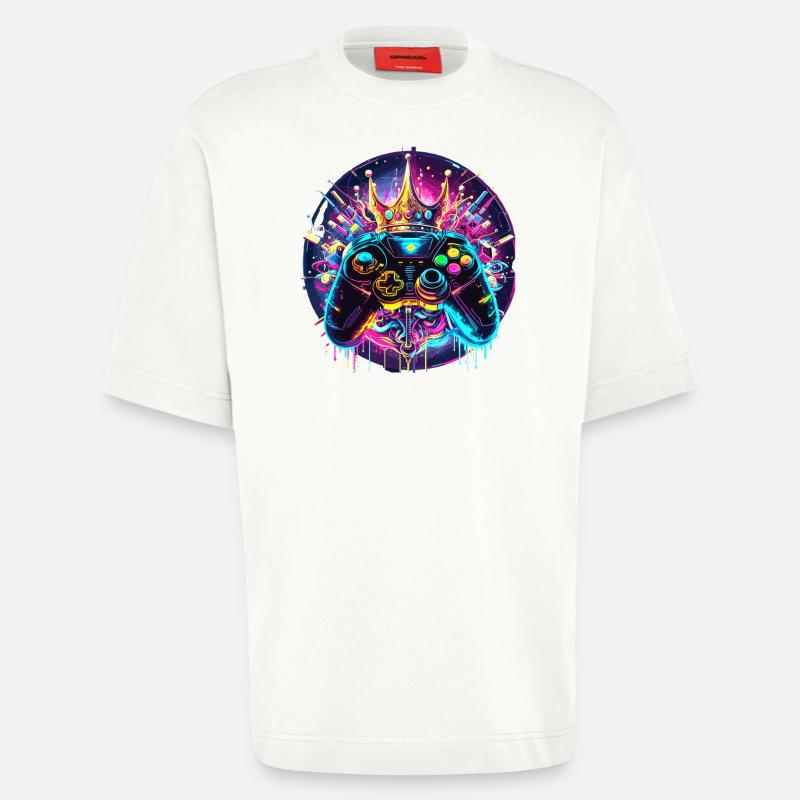 Synthwave Gamer Controller mit Krone - Heavyweight T-Shirt - made by SPREAD  - OFF WHITE