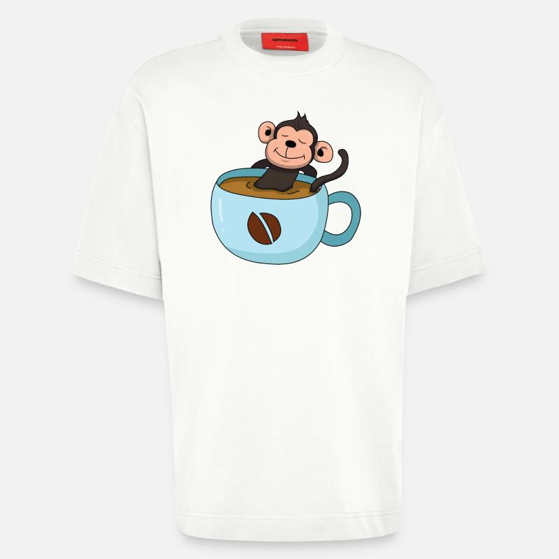 Kaffee-Äffchen - Heavyweight T-Shirt - made by SPREAD  - OFF WHITE