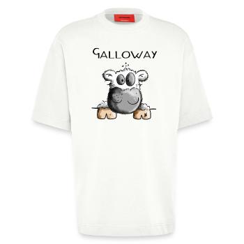 Galloway Rind - Kuh - Rinder - Kühe - Comic - Heavyweight T-Shirt - made by SPREAD  - OFF WHITE - Vorne - Fiona (171cm)