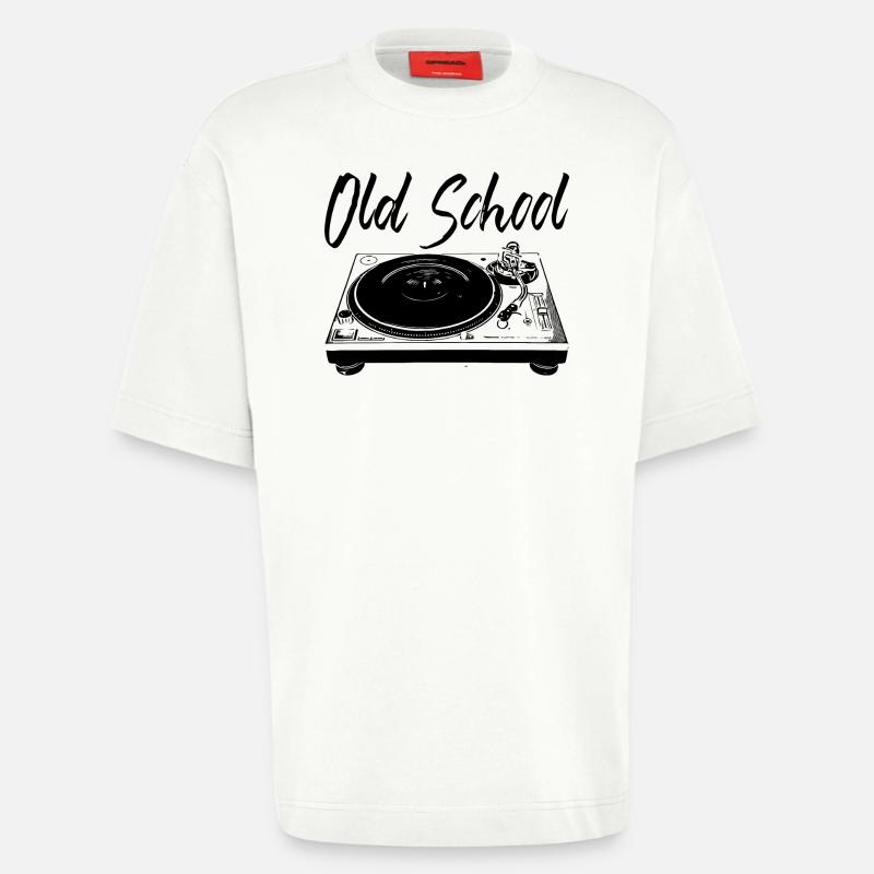 Old School - Turntables - Heavyweight T-Shirt - made by SPREAD  - OFF WHITE