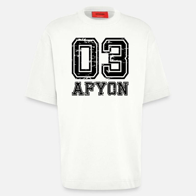 Afyon 03 look usé - T-shirt bio épais oversize fabriqué en UE - OFF WHITE