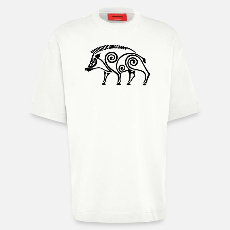schwarzer keltischer Eber - Heavyweight T-Shirt - made by SPREAD  - OFF WHITE