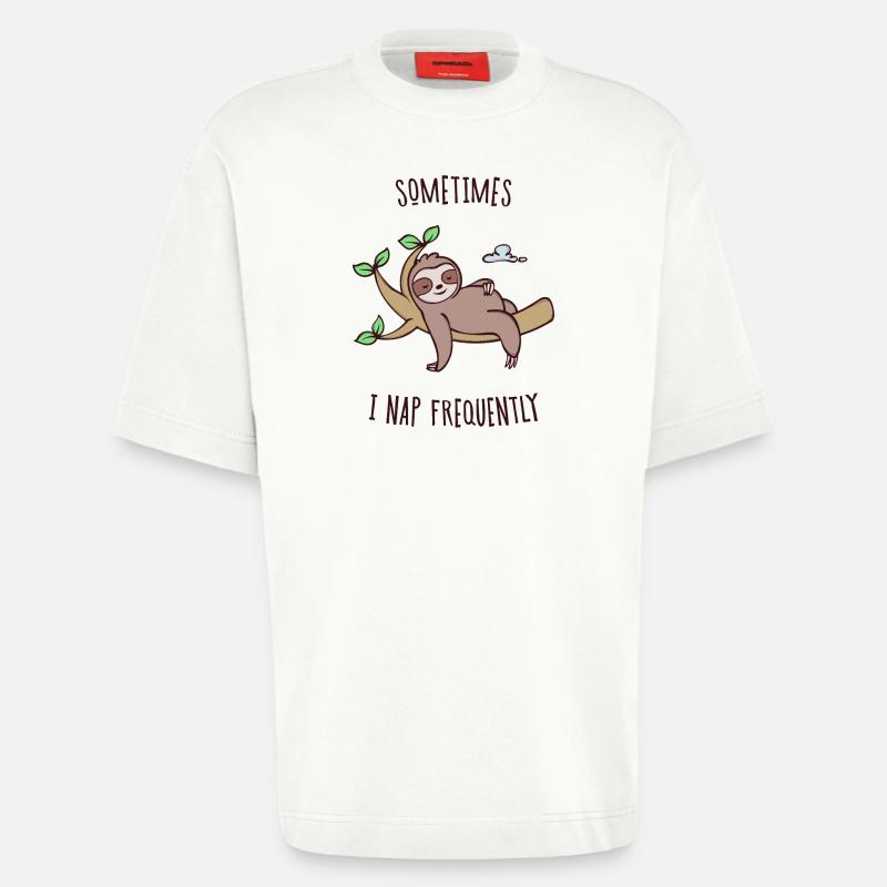 Sleeping Sloth Statement Tired Animal Jungle - Heavyweight T-Shirt - made by SPREAD - OFF WHITE