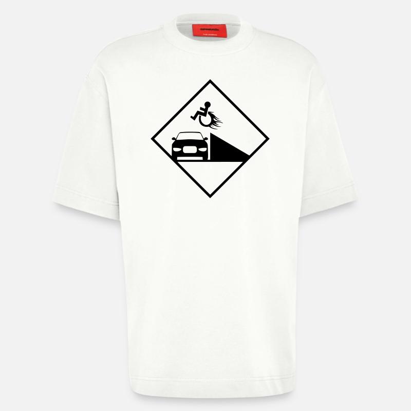 Rollstuhlfahrer springt über eine Rampe # - Heavyweight T-Shirt - made by SPREAD  - OFF WHITE