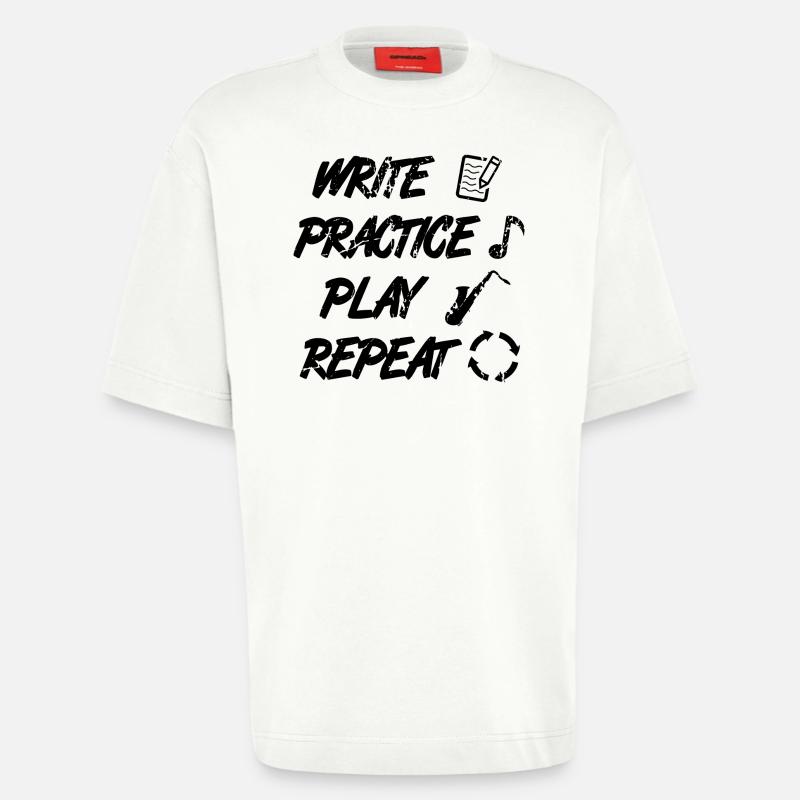Writing, practicing, playing, repeating - Heavyweight T-Shirt - made by SPREAD  - OFF WHITE