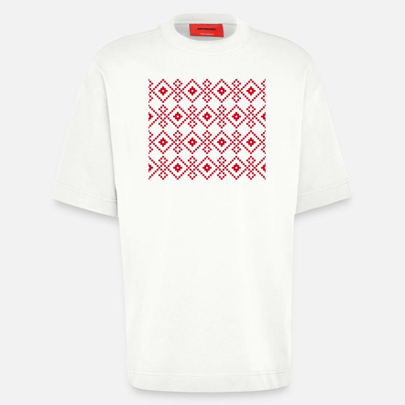 Weihnachtlicher einfarbiger Pullover (rot) - Heavyweight T-Shirt - made by SPREAD  - OFF WHITE
