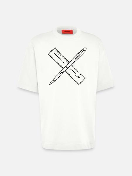 Stift und Lineal - Heavyweight T-Shirt - made by SPREAD - OFF WHITE