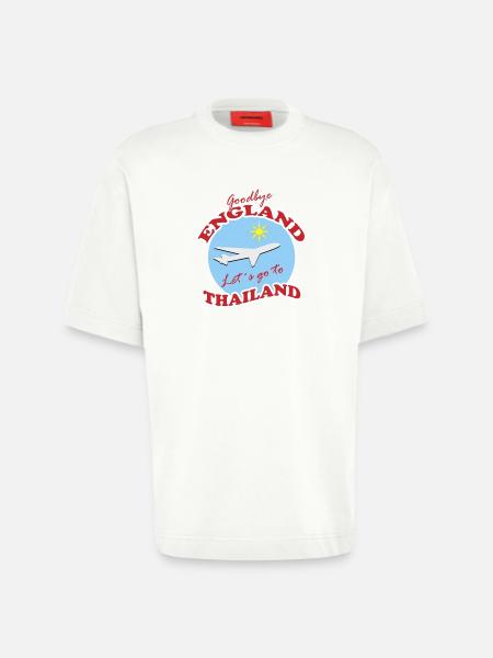 Thaïlande Voyage Adieu Conception d’Avion - T-shirt bio épais oversize fabriqué en UE - OFF WHITE