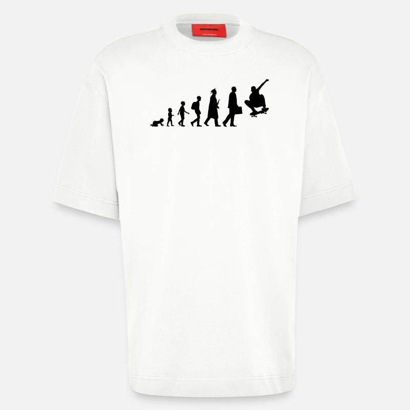 Skateboarder Evolution - Heavyweight T-Shirt - made by SPREAD  - OFF WHITE