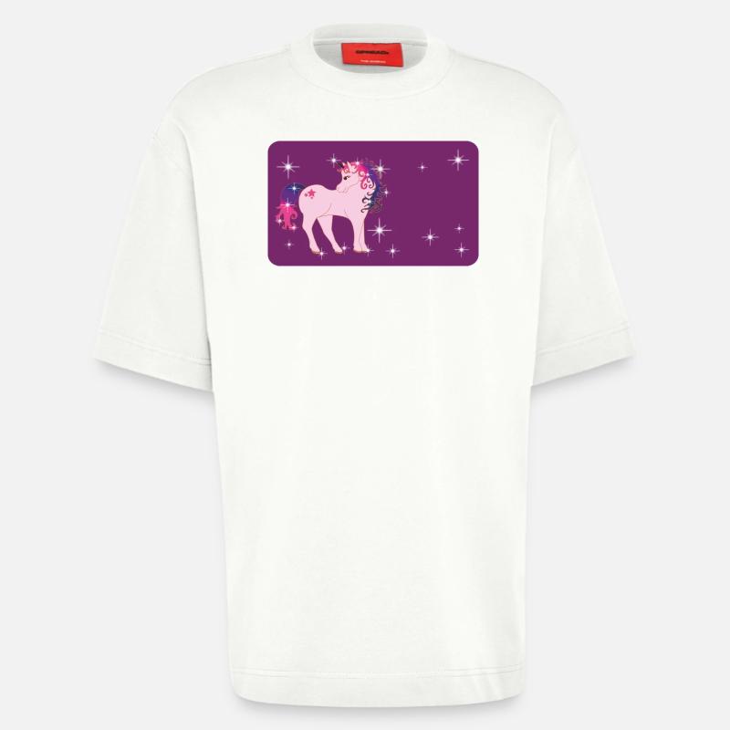 Fantasy Einhorn mit Sternchen - lila  - Heavyweight T-Shirt - made by SPREAD  - OFF WHITE