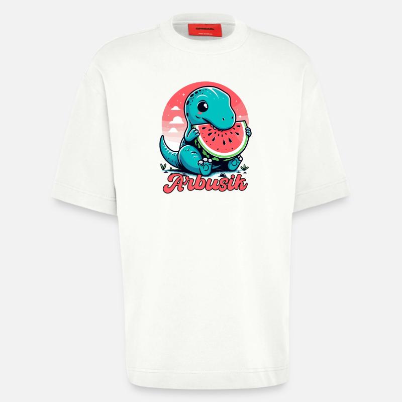 Mignon T-Rex Pastèque Arbusik Cadeau - T-shirt bio épais oversize fabriqué en UE - OFF WHITE