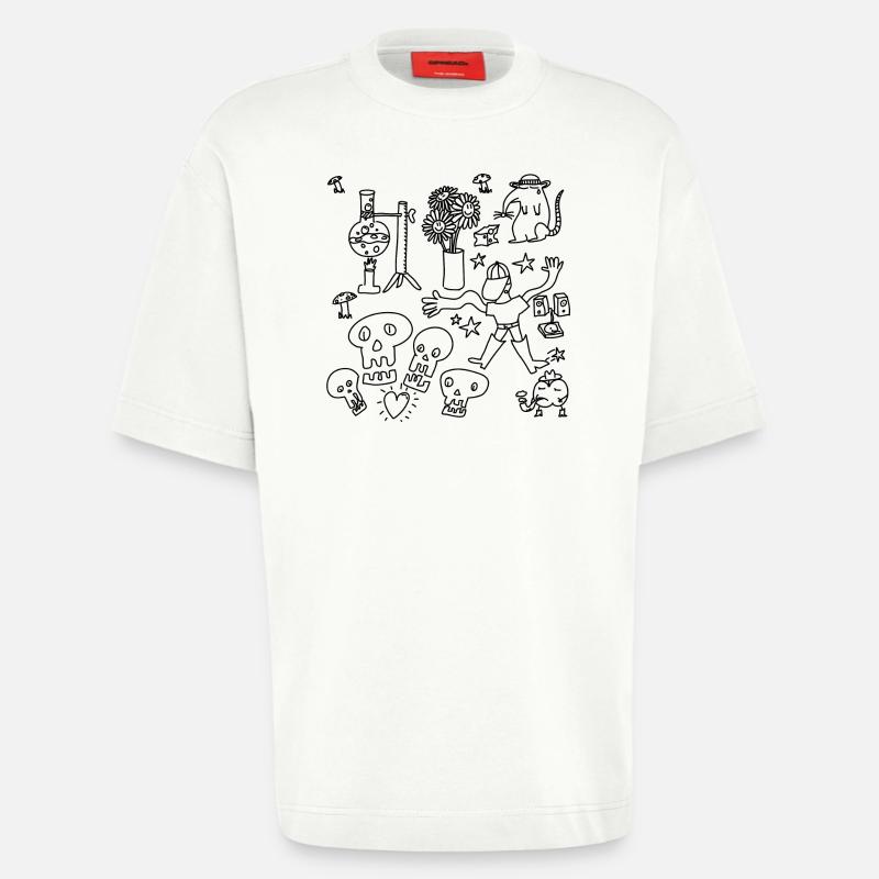 Kritzeln oder nach Hause gehen - Heavyweight T-Shirt - made by SPREAD  - OFF WHITE