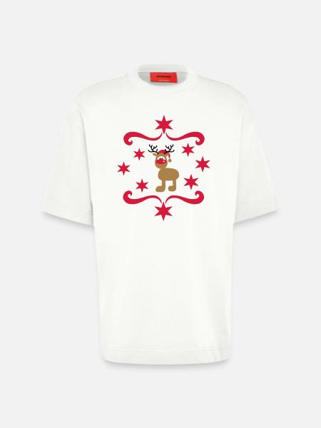 Cadeaux amusants pour Noël - T-shirt bio épais oversize fabriqué en UE - OFF WHITE