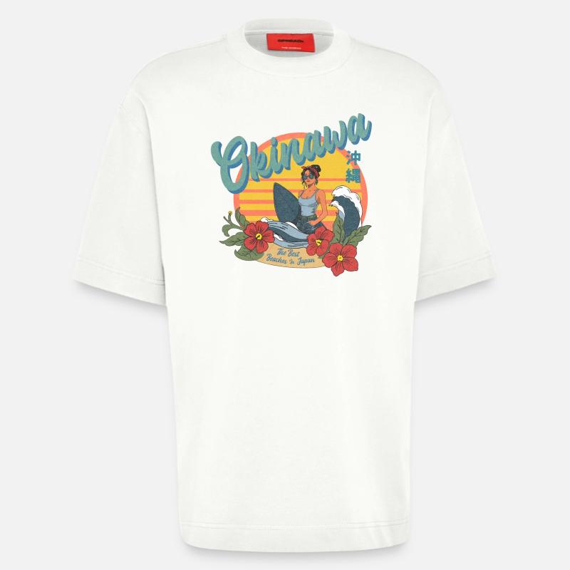Okinawa Beaches (Halftone Version) - Heavyweight T-Shirt - made by SPREAD  - OFF WHITE