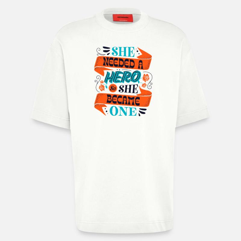 She Needed a Hero – Empowerment Statement - Heavyweight T-Shirt - made by SPREAD  - OFF WHITE