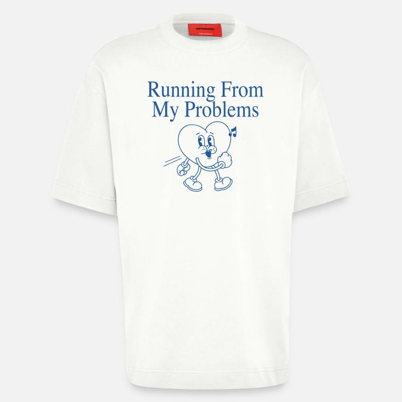 Laufendes Herz – Running From My Problems - Heavyweight T-Shirt - made by SPREAD  - OFF WHITE