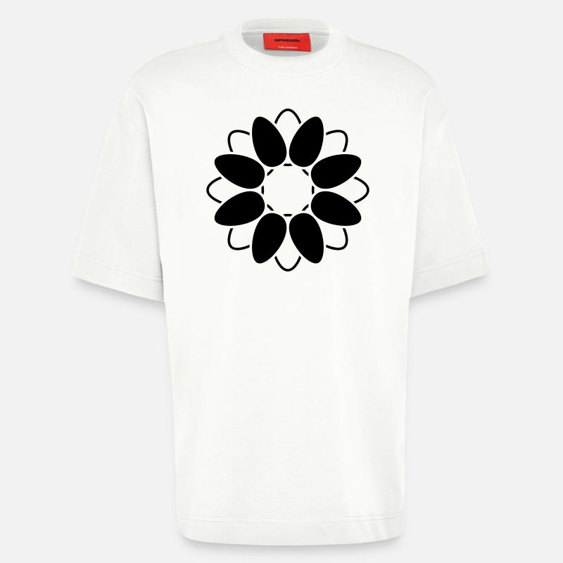 Fleur Ouverte Fleur Graphique Abstrait - T-shirt bio épais oversize fabriqué en UE - OFF WHITE