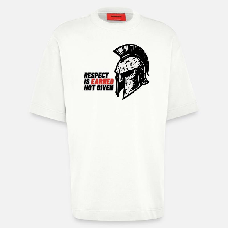 Respect Is earned not given – Spartanerhelm - Heavyweight T-Shirt - made by SPREAD  - OFF WHITE
