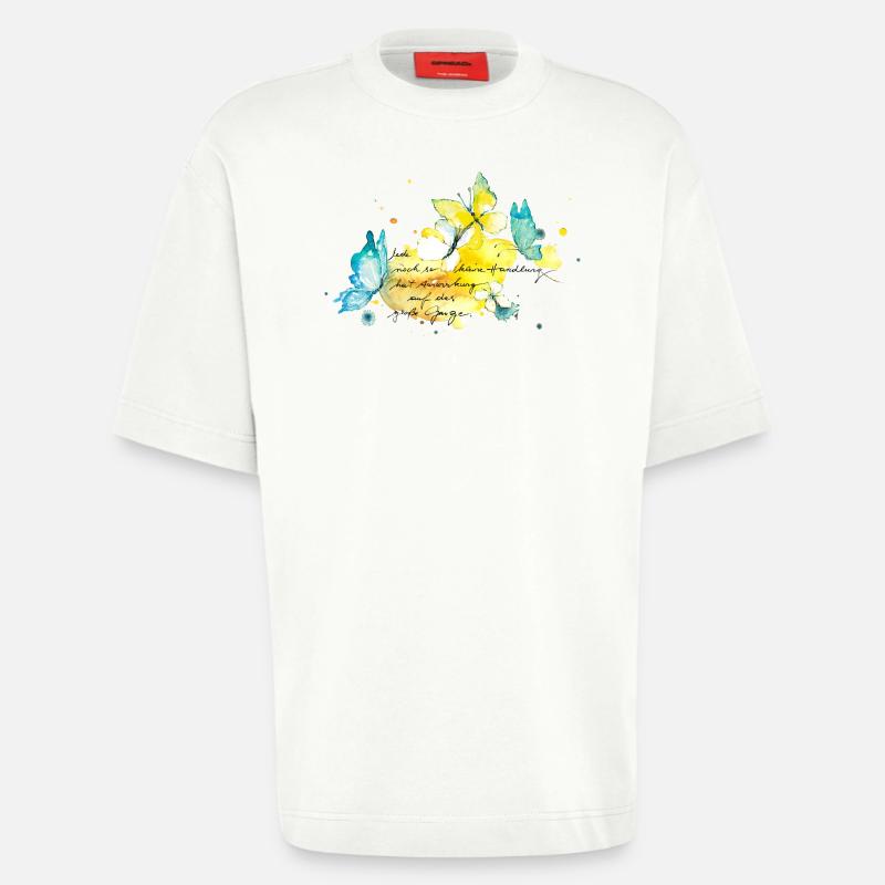 Papillons. Effets de chaque petite action - T-shirt bio épais oversize fabriqué en UE - OFF WHITE
