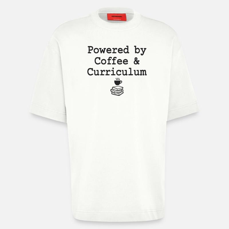 Powered by Coffee & Curriculum Coffee Statement - Heavyweight T-Shirt - made by SPREAD  - OFF WHITE
