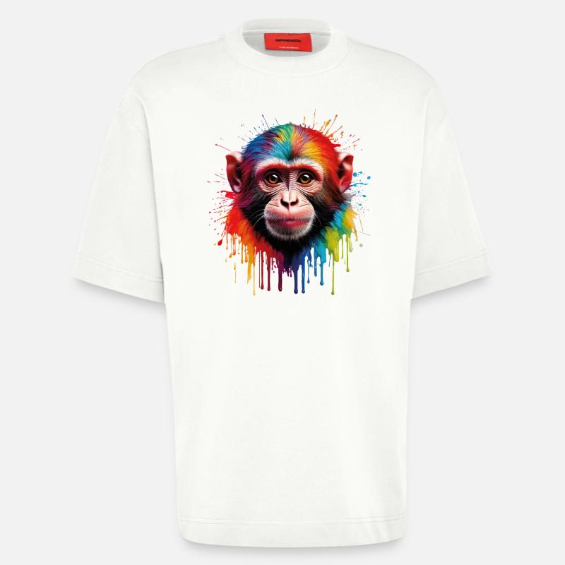 Bunter Affe mit Farbexplosion - Heavyweight T-Shirt - made by SPREAD  - OFF WHITE