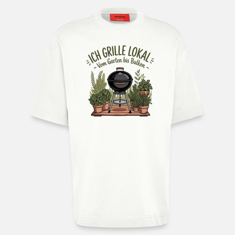 Conception de maître du gril local - T-shirt bio épais oversize fabriqué en UE - OFF WHITE