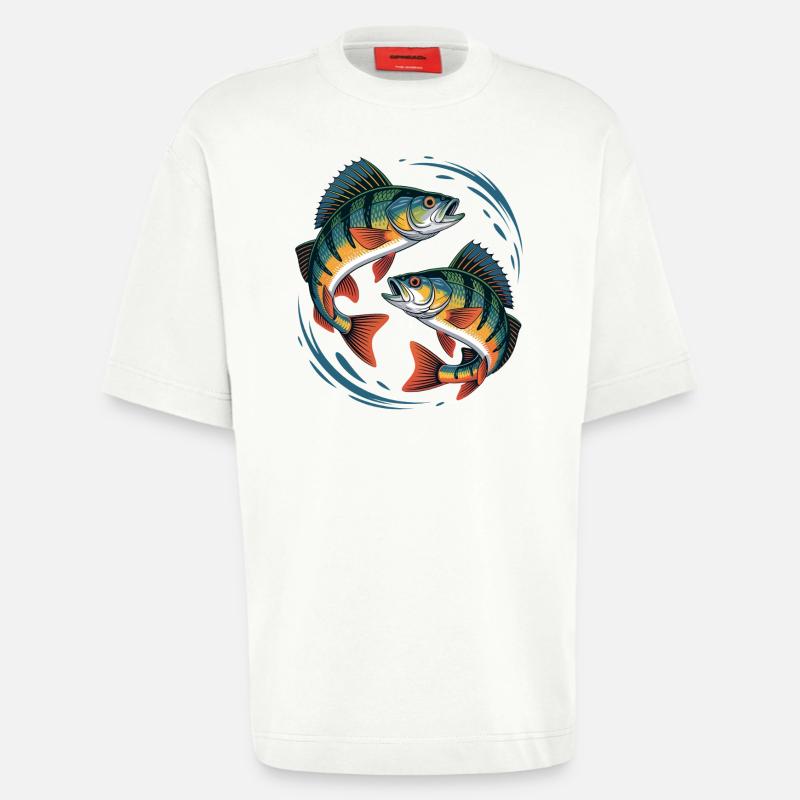 Zwei springende Barsche - Heavyweight T-Shirt - made by SPREAD  - OFF WHITE