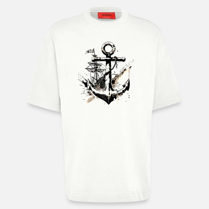 Anker Schiff Segelschiff Kunst Matrose Seemann - Heavyweight T-Shirt - made by SPREAD  - OFF WHITE