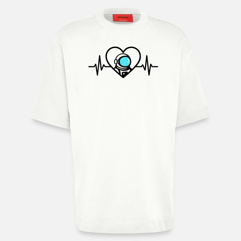 Astronaut Herz Raumfahrt Kosmos Helm - Heavyweight T-Shirt - made by SPREAD  - OFF WHITE