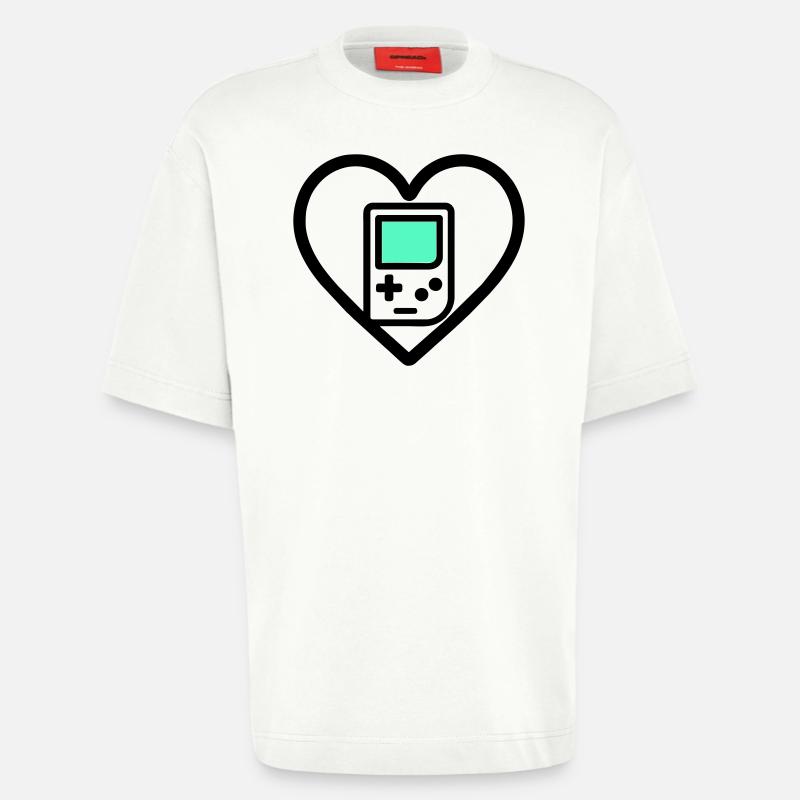 Retro Heart – Console portable rétro - T-shirt bio épais oversize fabriqué en UE - OFF WHITE