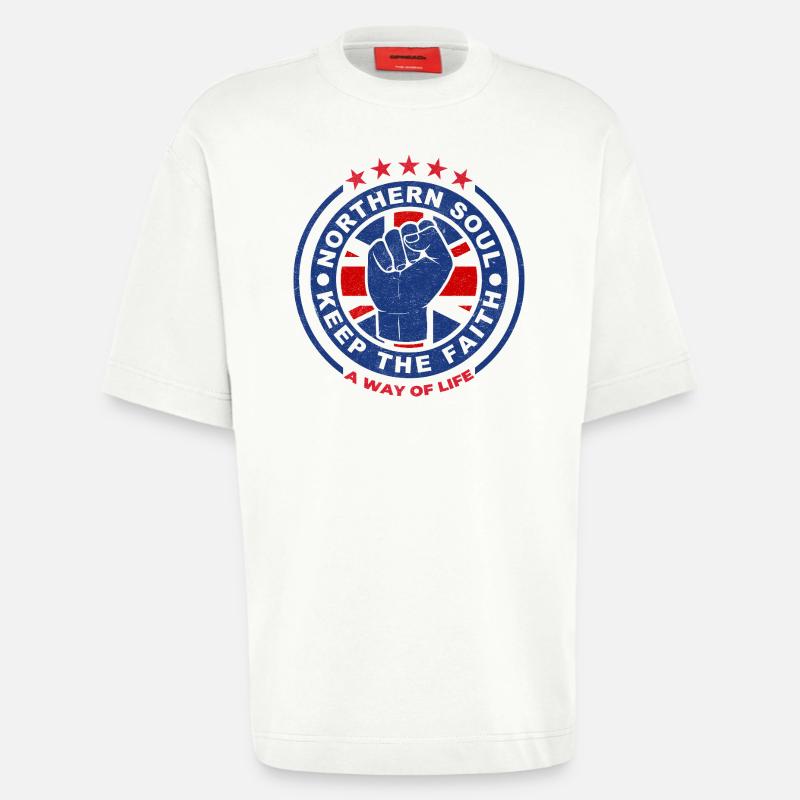 Nördliches Seelenfaust-Emblem Bewahre den Glauben - Heavyweight T-Shirt - made by SPREAD  - OFF WHITE