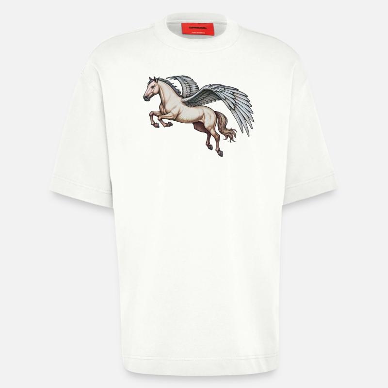 PEGASUS - dyr - Heavyweight Oversized Organic T-skjorte produsert i EU - OFF WHITE
