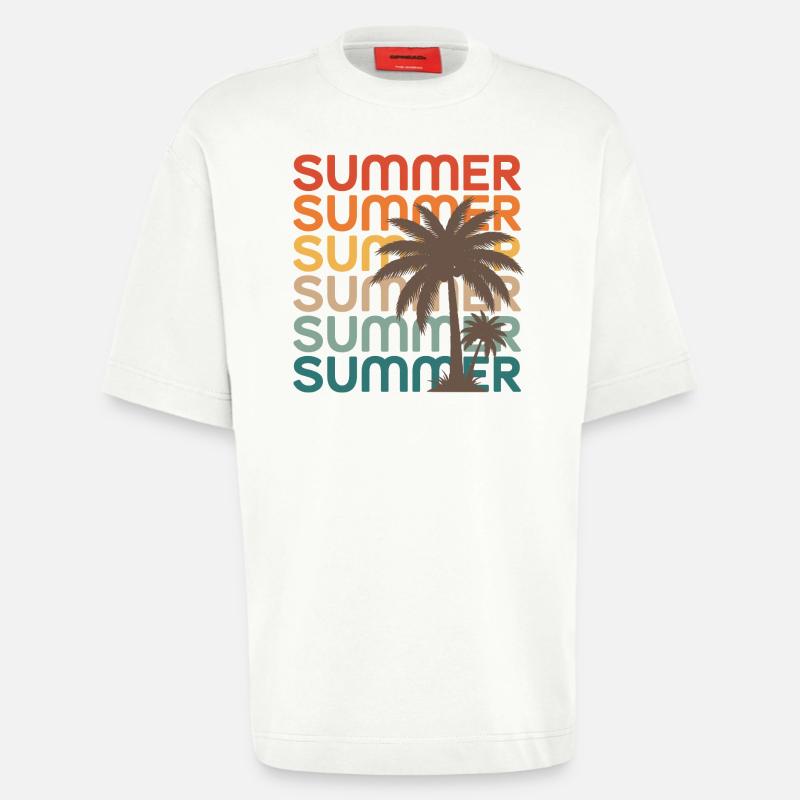 Retro Summer Palm Trees Sunset Vibes - Heavyweight T-Shirt - made by SPREAD  - OFF WHITE