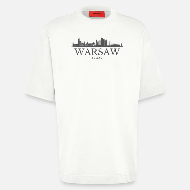 Varsovie, Pologne, silhouette de Varsovie - T-shirt bio épais oversize fabriqué en UE - OFF WHITE