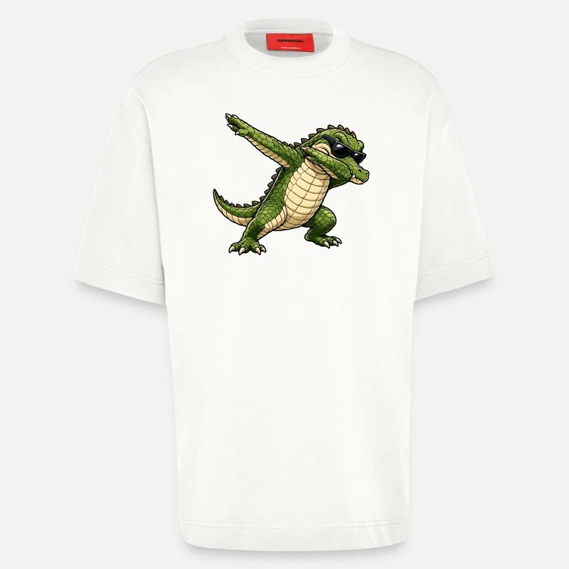 Squapping Crocodile - Maglietta ecologica oversize Heavyweight Made in UE - OFF WHITE