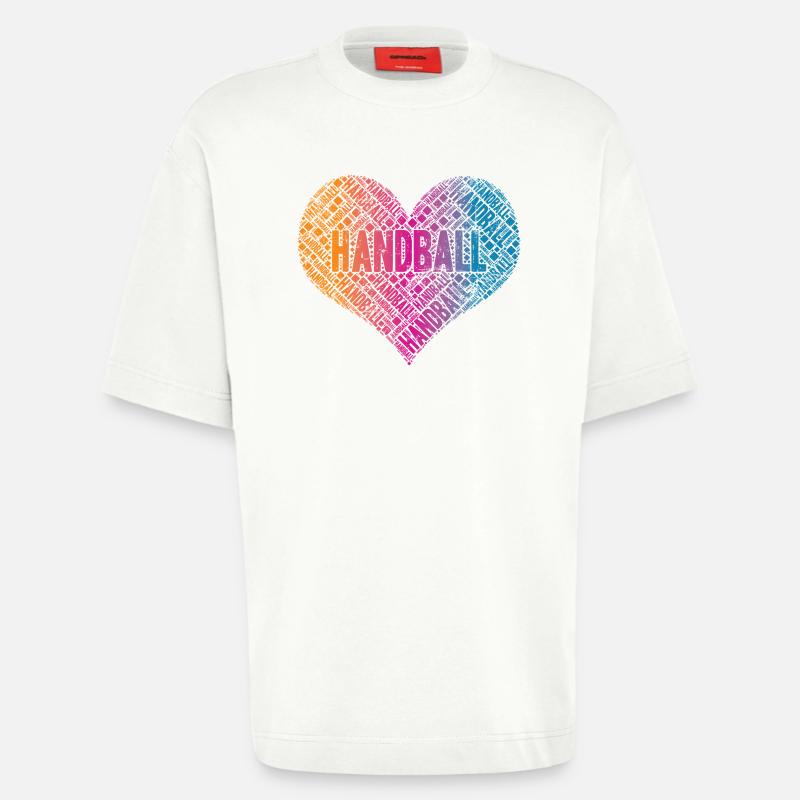 Håndbold hjerte - Heavyweight oversized organic T-shirt made in EU - OFF WHITE