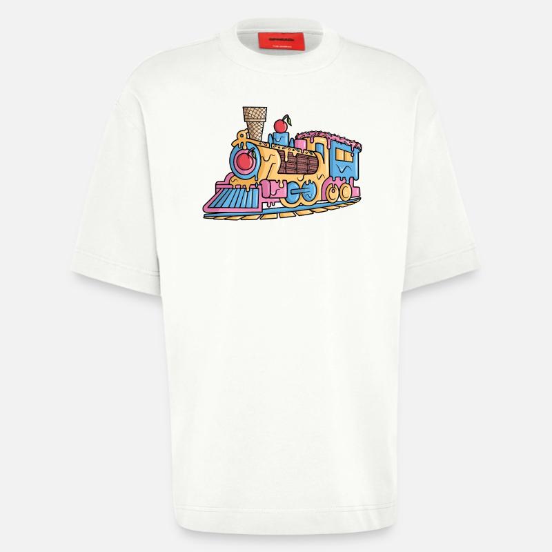Dampflok Eiscreme Modelleisenbahn Eisenbahn - T-shirt bio épais oversize fabriqué en UE - OFF WHITE