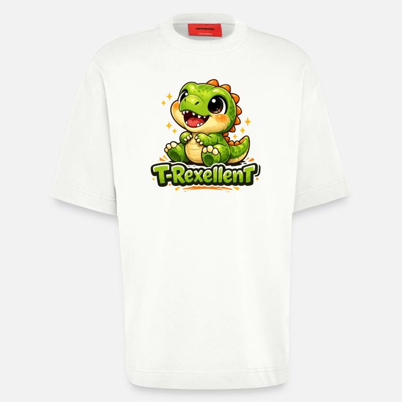 Mignon T-Rex T-Rexcellent Dino Jun - T-shirt bio épais oversize fabriqué en UE - OFF WHITE
