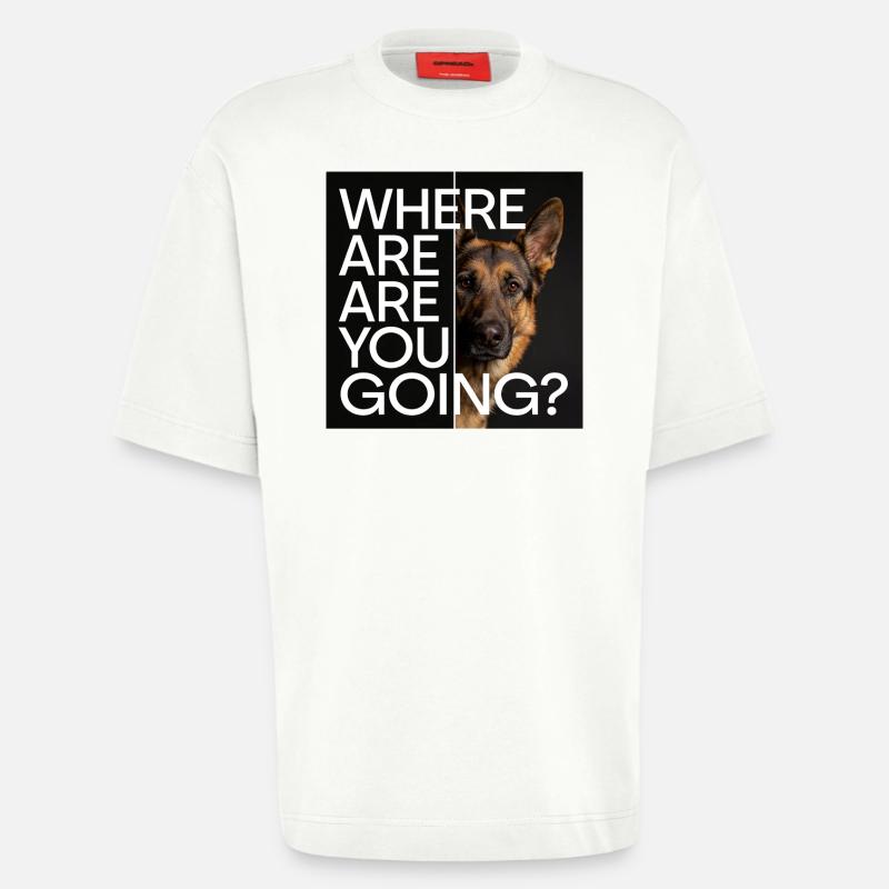 German Shepherd Statement Motif - Heavyweight T-Shirt - made by SPREAD  - OFF WHITE