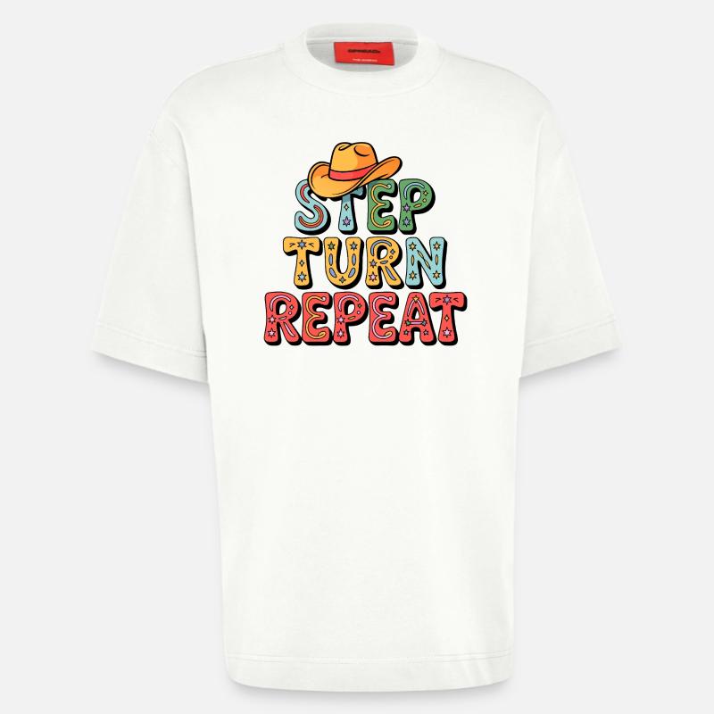 Line Dance Step Turn Repeat - Heavyweight T-Shirt - made by SPREAD  - OFF WHITE