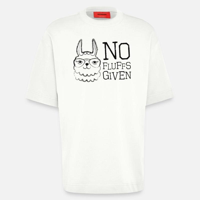  Lama mit Brille No Fluffs Given - Heavyweight T-Shirt - made by SPREAD  - OFF WHITE