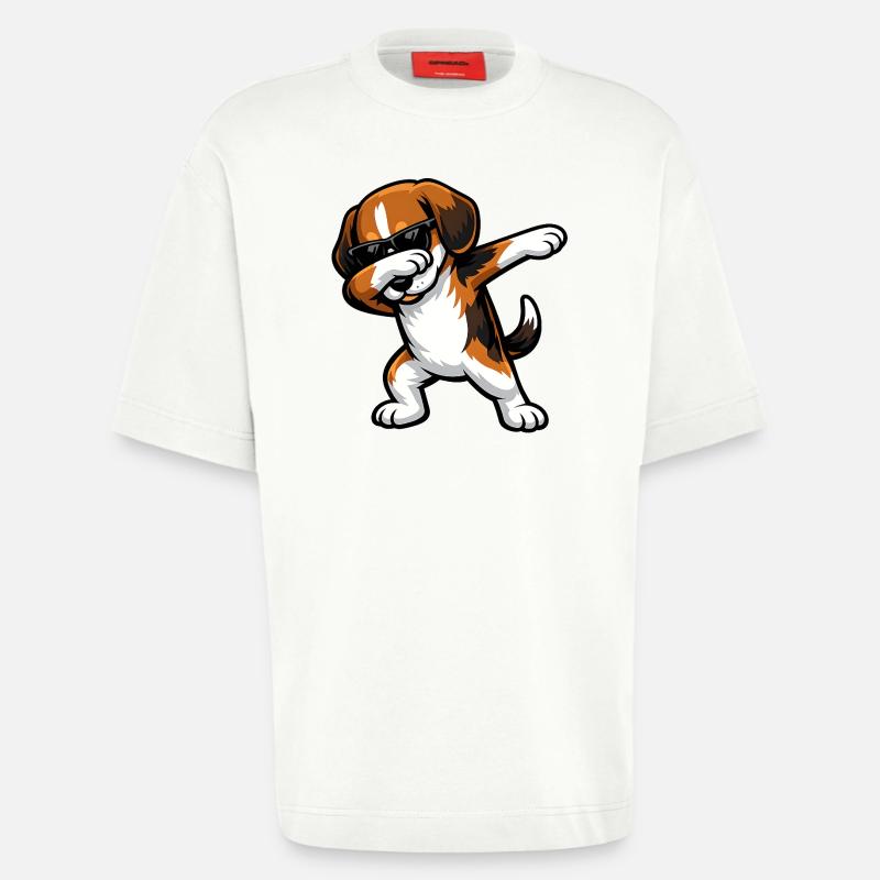 Dapping Beagle - T-shirt bio épais oversize fabriqué en UE - OFF WHITE