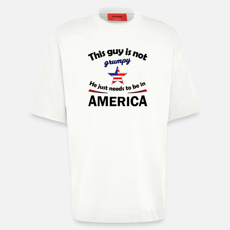Grumpy Star mit US Flaggenstern - Heavyweight T-Shirt - made by SPREAD - OFF WHITE