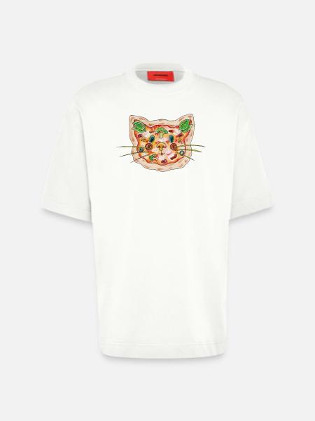 Pizza Katze - Heavyweight T-Shirt - made by SPREAD - OFF WHITE